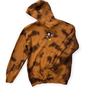 HM Disney Mickey Mouse Tie Dye Hoodie Brown Black Relaxed Fit Mens Small S
